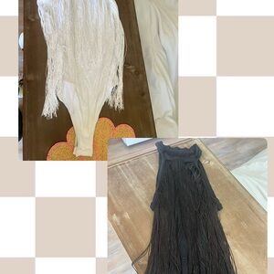 Fringe Bodysuit in Black and White